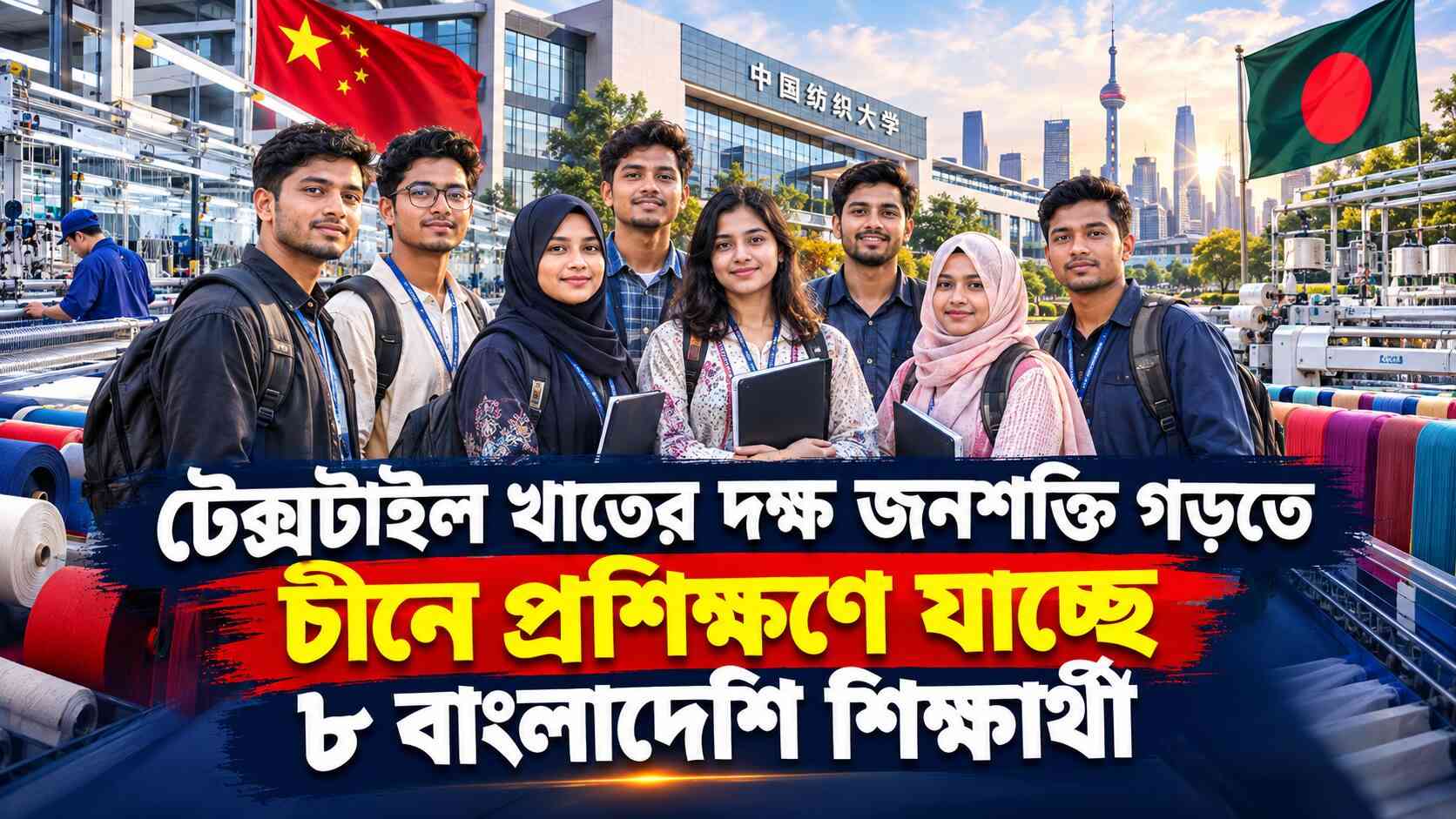 টেক্সটাইল খাতের দক্ষ জনশক্তি গড়তে চীনে প্রশিক্ষণে যাচ্ছে ৮ বাংলাদেশি শিক্ষার্থী